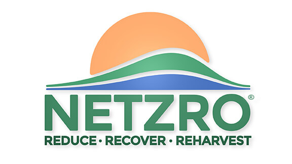 NETZRO logo with slogan 'Reduce, Recover, Reharvest'